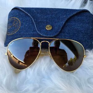 Vintage 80s Ray-Ban B&L Aviator Sunglasses – Gold Frame B-15 Brown Lenses 58-14